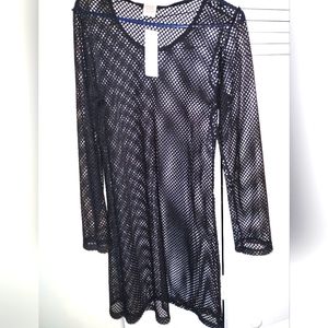 Blu Fishnet Black beach cover up 2x Fits Like A Large